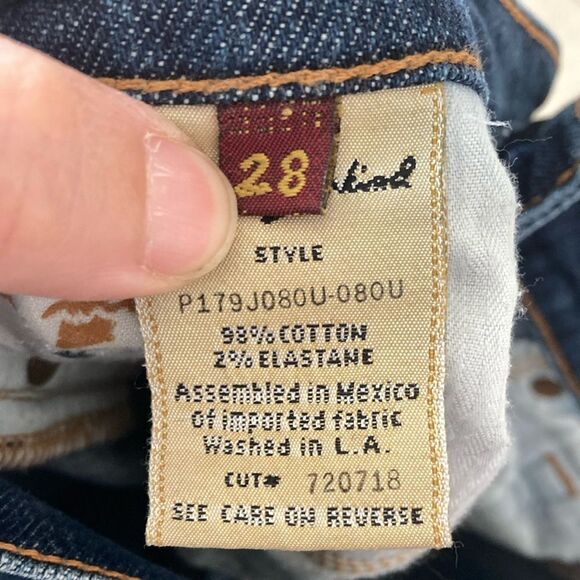 7 For All Mankind Straight Blue Denim Jeans Sz 28 - Picture 4 of 6